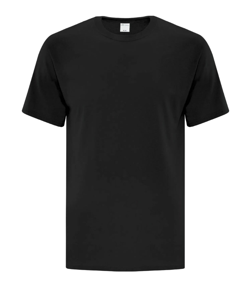 Black t-shirt on a white background